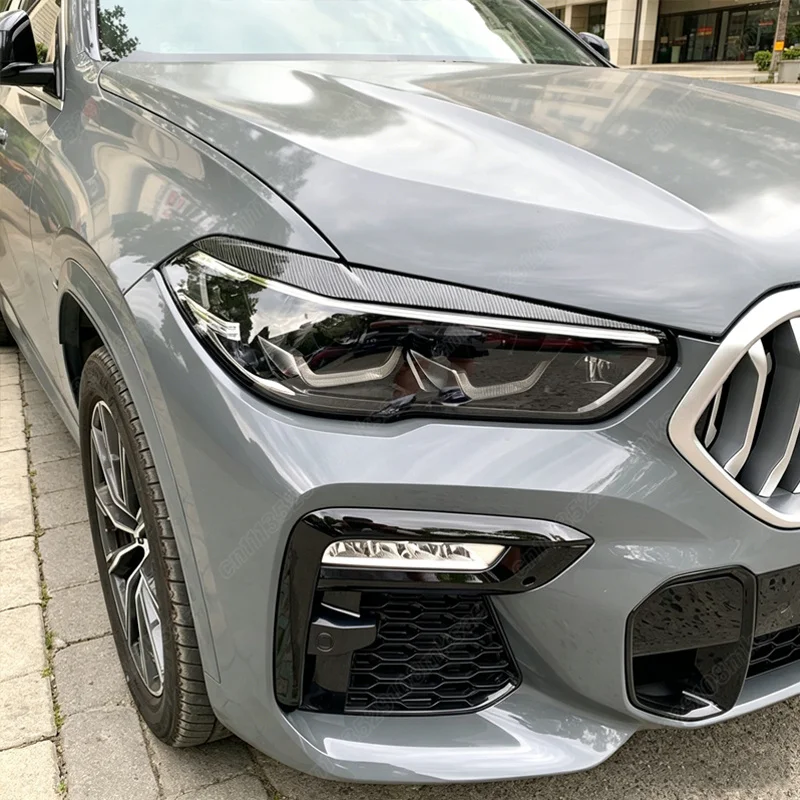 BMW X5 G05 X6 G06 2019 2020 2021 2022 자동차 전면 헤드라이트 눈썹 윈드 나이프 외부 장식 액세서리 키트