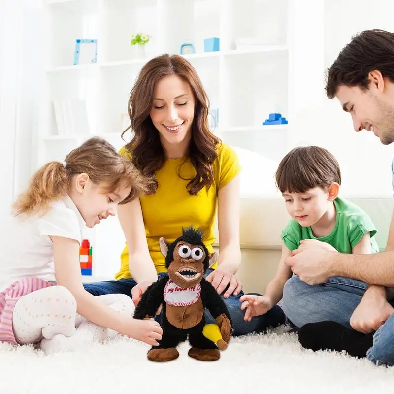 Magnetic Monkey Plush Funny Monkey Eating Banana Toys Crying Gorilla Guarding Food Plush Toy Gorilla Sensory Stress Toys
