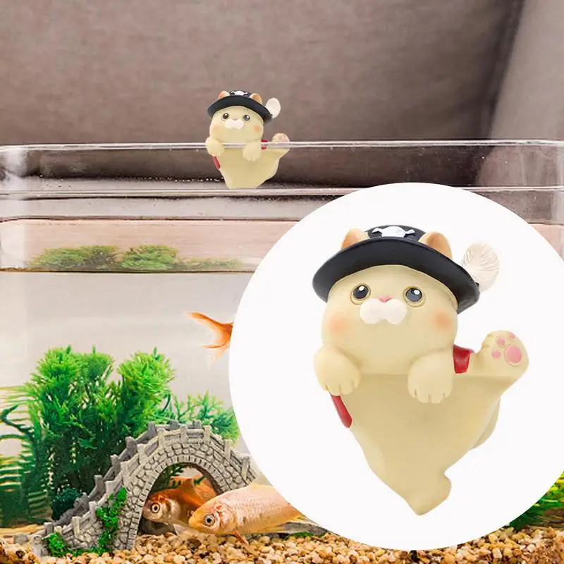 Aquarium Decor Ornaments Resin Aquarium Decorations Cat Garden Decor Cute Decorative Figurines Garden Sculptures For Fish Tank