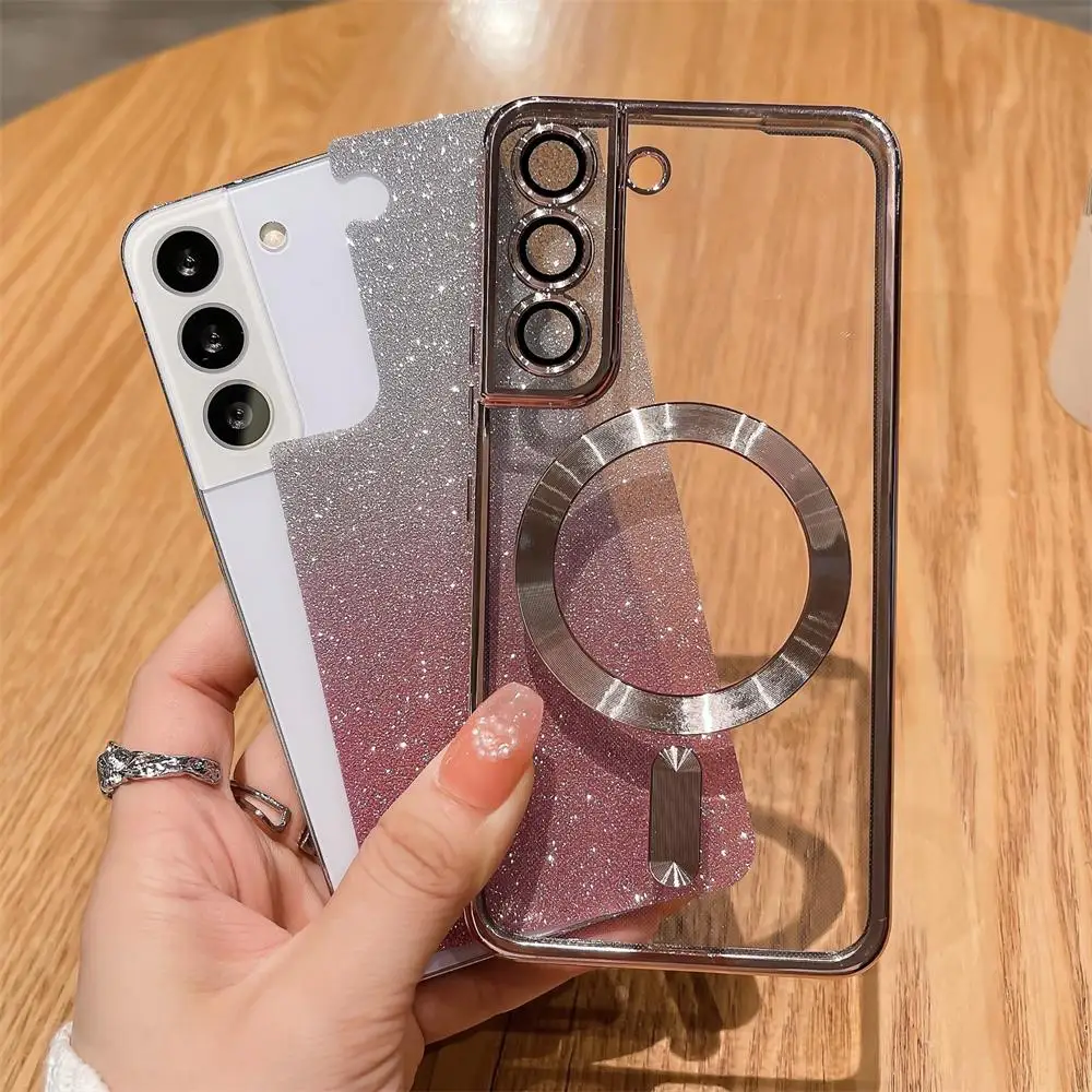 Étui de charge magnétique sans fil pour Samsung Galaxy S21 S20 Fe S23 S22 Ultra Plus pour Magsafe Gradient Glitter Cover Note 20 10_voghion.com