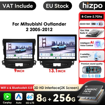 Hizpo 13,1 "7870 2,7 Ghz ADAS 4G Carplay Android Auto Radio para Citroen C-Crosser Peugeot 4007 Mitsubishi Outlander 2 2005-2011 navegación GPS reproductor de vídeo Multimedia FM RDS coche sistemas inteligentes estéreo Autoradio 2K QLED 3D pantalla AI Voz 1
