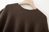 ETJ 2025 women's new fashion oversized loose version of the round neck cape sweater solid color bat sleeve sweater - Image 3