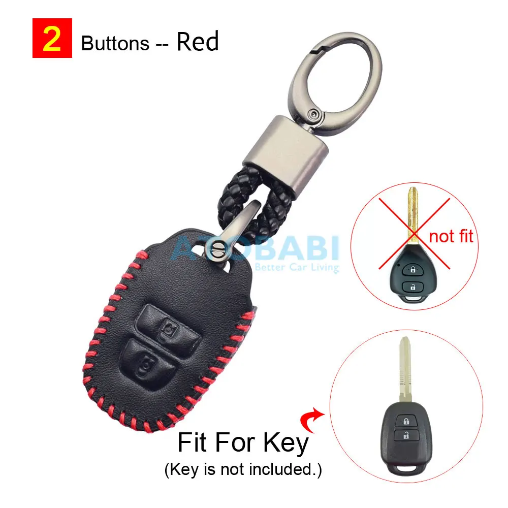Custodia Portachiavi In Pelle Per Toyota Camry RAV4 Avalon Yaris – Protezione Telecomando 4 Pulsanti – Copertina In Pelle E Lega Di Zinco