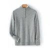 Men's Winter Cashmere Sweater Medium Thick Half High Collar Half Zipper Classic Loose Sweater 100% Cashmere Knitted Top 2