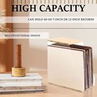 Vinyl Record Storage Holder Transparent Acrylic Solid Wood Display Holder Tape Books Files Storage Organizer Desk Storage Shelf 2