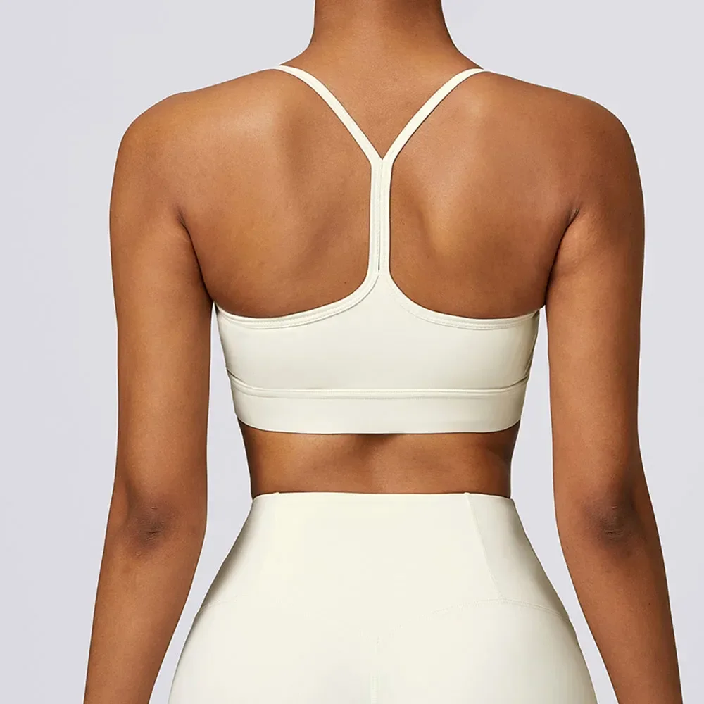 

Sustainable Open Back Gym Bra Women Sports Fitness Yoga Top Sexy Medium Support Scoop Trainning Workout Vest Push Up Running Bra