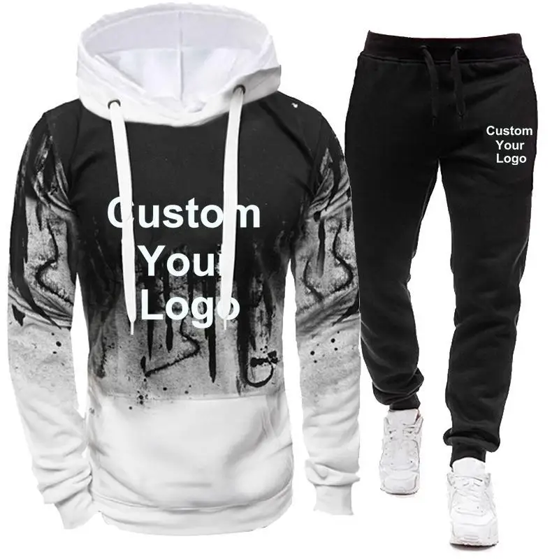 New Fashion Autumn Spring Mens Pullover Hoodie and Sweatpant Tracksuit Camouflage Jogging Suits Fashion Set