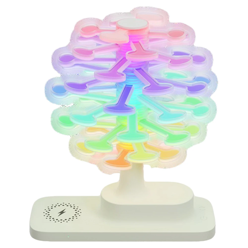 Spiral Tree LED Table Lamp with Wireless Charging Stepless Dimming & 3 Color Temps Modern Desk Lamp Nightstand Light for Phones