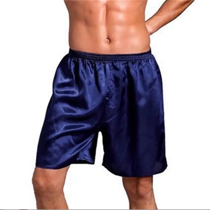 2022 Summer Men's Sleep Bottoms Solid Silk Satin Sleepwear Boxers Shorts Nightwear Pajamas For Men Homewear Robes Underwear mens pajama bottoms Men's Sleep & Lounge