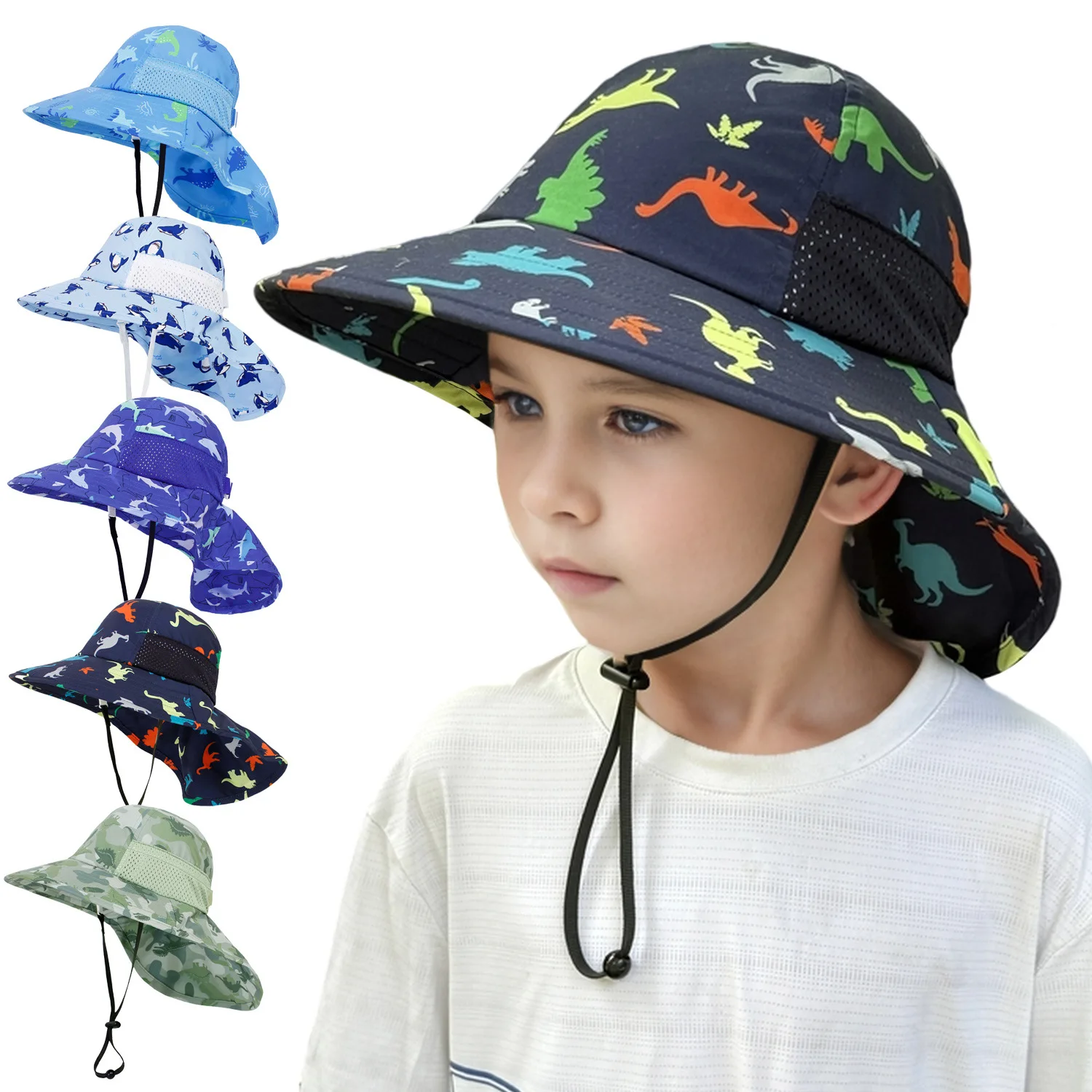 2025 Summer Children Panama Hat Large Brim Baby Shawl Sun Hat Boys Girls Breathable Mesh Sunshade Head Size 46-58cm sun hat,sun protection hat