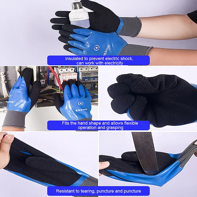 Anti-electricity Security Protection Gloves Rubber Electrician Work Non-slip Protection Insulated Gloves 4