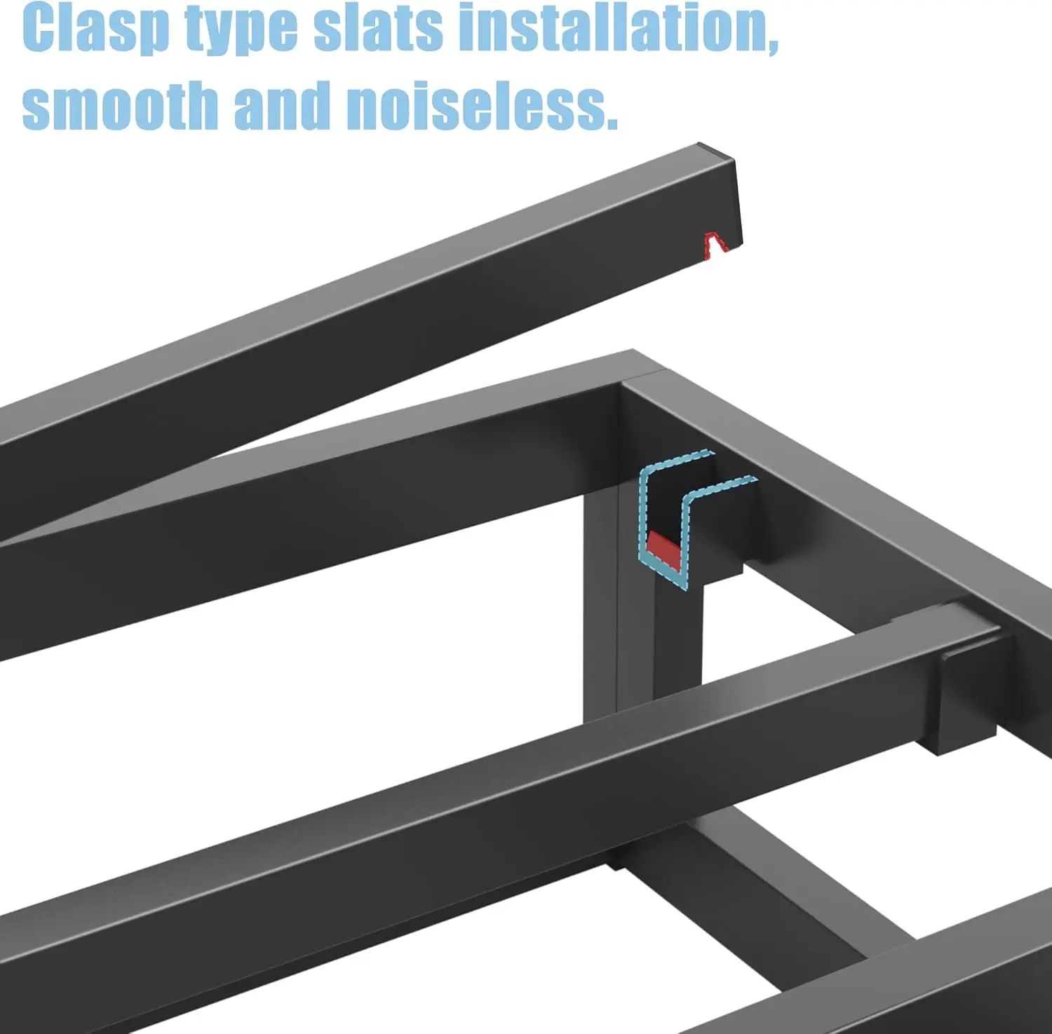 10" Twin Bed Frame. Steel Slat Support. Low Profile. No Box Spring. Easy Assembly. Noise Free.