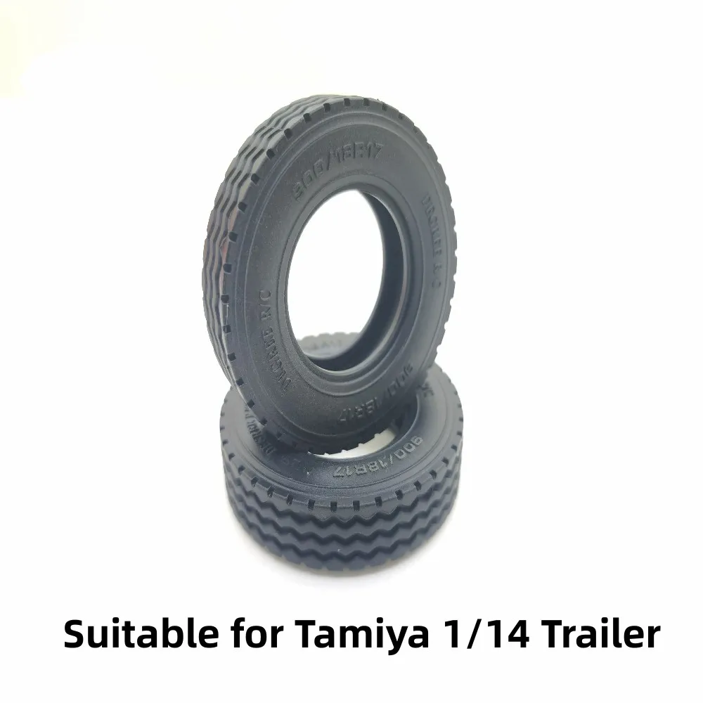 2PCS Rubber Road Tyres Gravel Wheels for 1:14 Tamiya RC Truck Tractor Trailer Scania Benz DIY Accessories