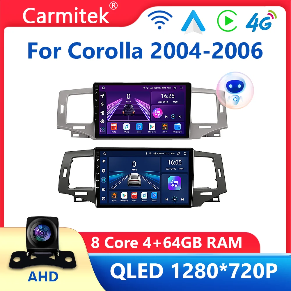 

Wireless Carplay 64GB Android Auto Car Radio For Toyota Corolla 9 E120 2004 -2006 Multimedia Player GPS Autoradio WIFI 4G