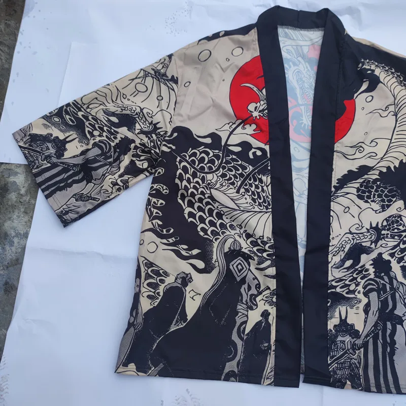 Russia Chinese style dragon retro ukiyo-e Japanese style Harajuku kimono cape feather woven Daopao 3D digital printed cardigan chinese traditional costumes