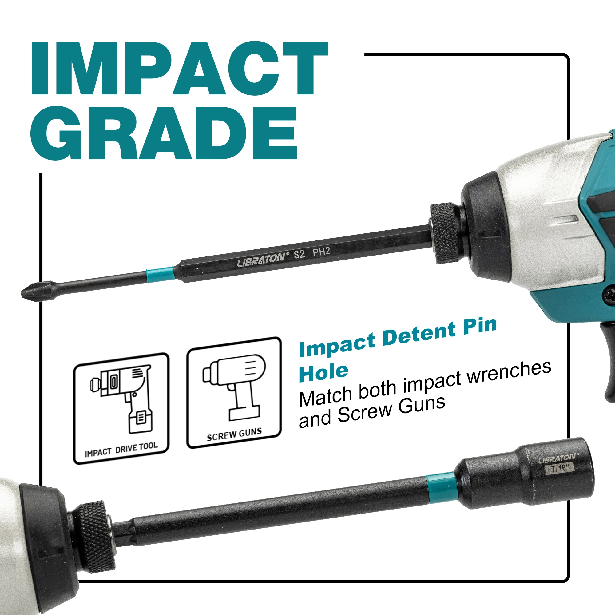 MulWark Magnetic Nut Driver Set 16 Pcs Impact Driver Bit Set - Deep 1/4