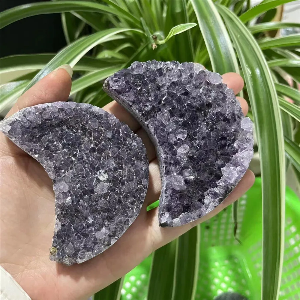 

Natural Carved Stones Amethyst Clusters Moon Crystals Healing Stones For Home Decoration