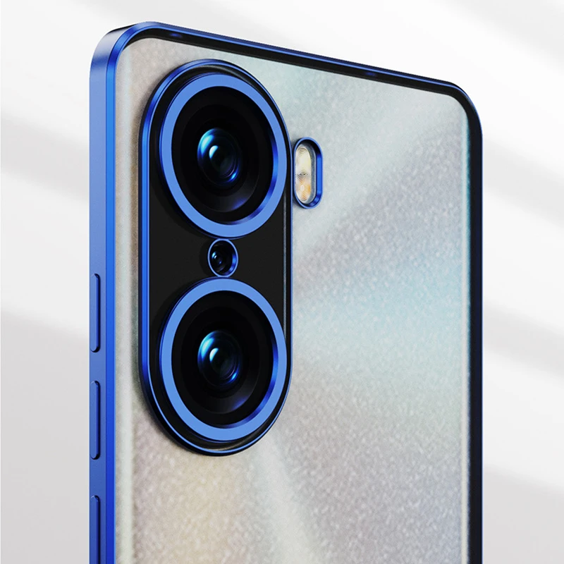 Plating Frame Transparent Matte Anti Fingerprint TPU Case For Honor 50 60 70 Pro Plus Airbag Anti-drop Full Cover Shell_voghion.com