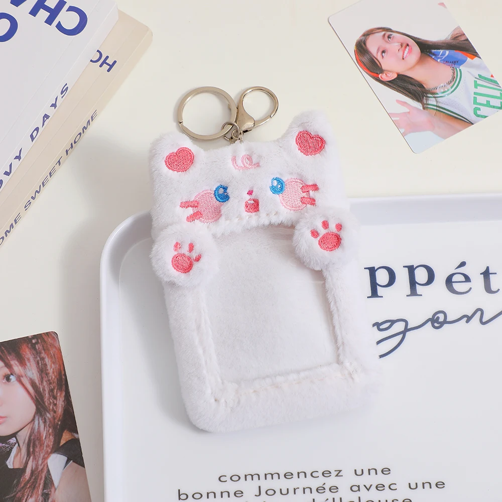 Photo Card Holder Kawaii Cartoon Photocard Holder Animal Series Soft Plush 3 Inch Kpop Photo Card Holder Bag Pendant School Stationery