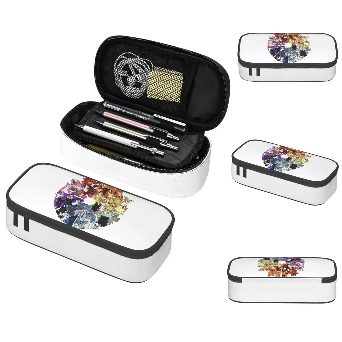 Warrior Cats Color Wheel Pencil Cases Large Storage Pen Bags Pen Box Pencil Pouch For Boys Girls Students Stationery School