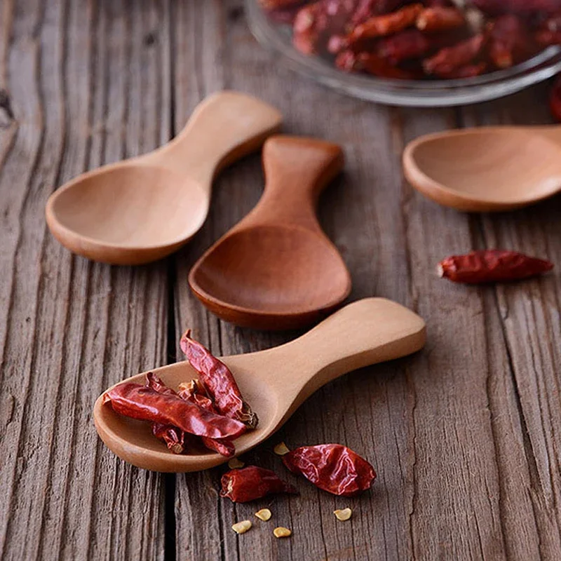 Description Picture 4 of itemMini Wooden Spoons Small Kitchen Spice Condiment Spoon Sugar Tea Coffee Scoop Short Handle Wood Kids Spoon Kitchen Gadgets