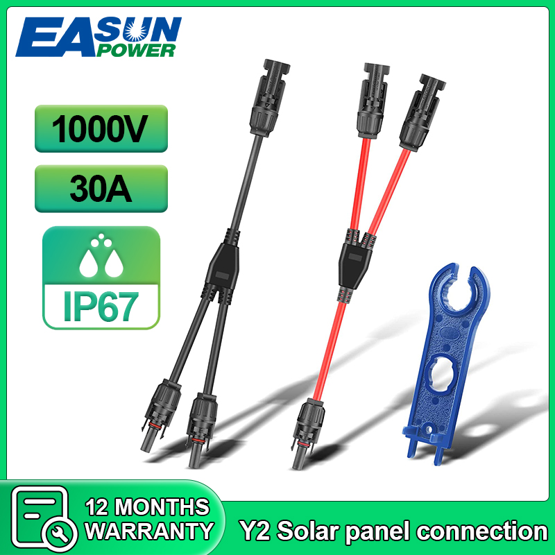 PV Y Branch Adapter Solars Panel Cables Connector With 4mm2 1000V 30A Solar Cable For pv Stecker combiner box 2 in 1 out