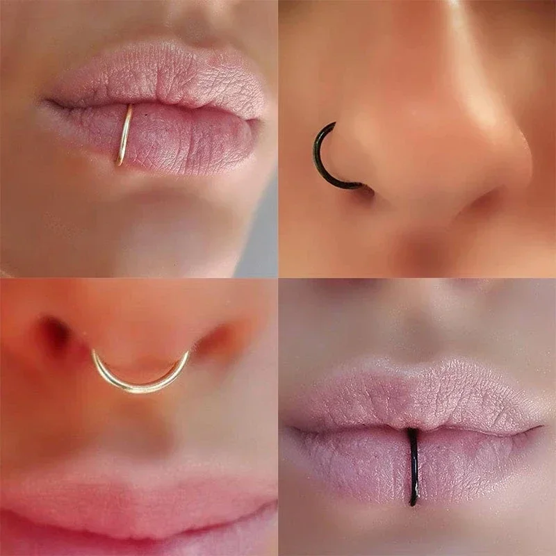 10/5 pz anelli al naso setto Piercing Clicker naso cerchi Piercing anelli a segmenti incernierati Helix Piercing gioielli per il corpo Unisex