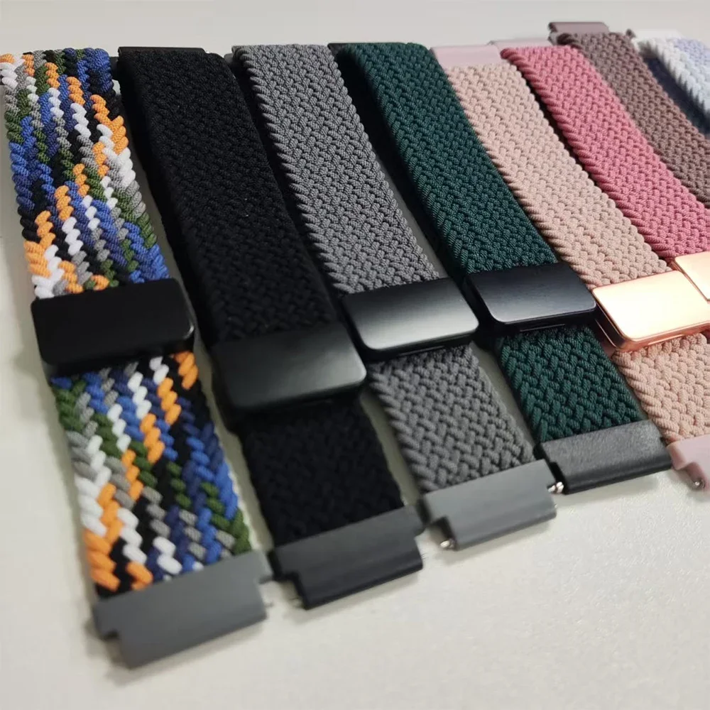Nylon Magnetic Buckle Strap with Braided Design, 20mm/22mm