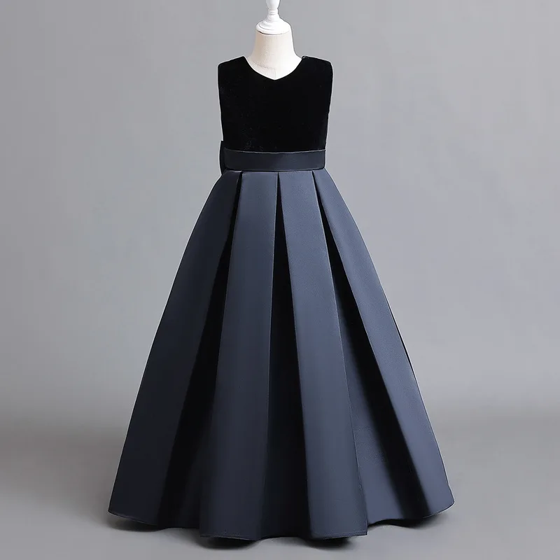 

Children's Dress Classic Retro Big Bow Dresses Elegant Flower Girl For Weddings Ball Gown Birthday Party Sleeveless Vestidos