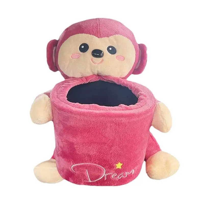 

Car Napkin Holder Car Trash Can Cute Monkey Doll Ornament Garbage Cans Console Organizer Waste Bin For Car Interior Accessories
