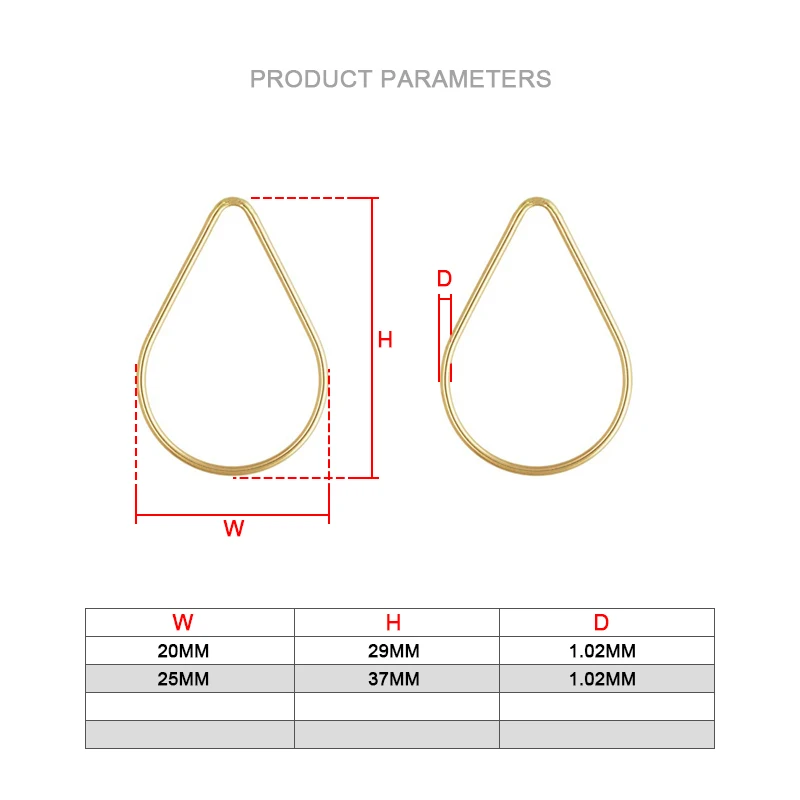 14K Gold Filled Teardrop Charm Gold Pendant For Bracelet Necklace Earring DIY Jewelry Findings Jewelry Making Accessories
