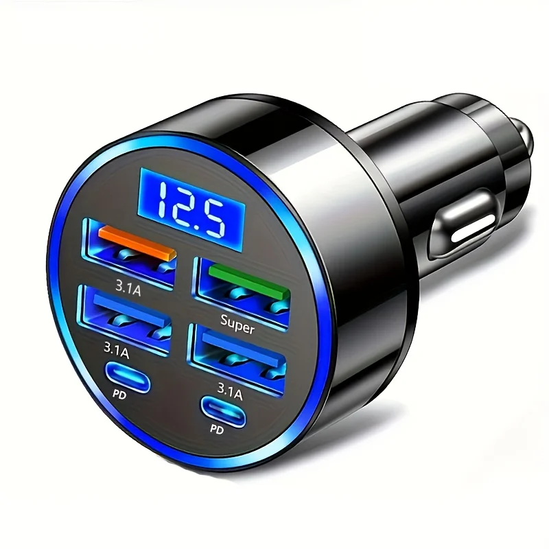 ตัวเลือกสินค้า ที่ชาร์จในรถยนต์ USB 350W PD QC3.0 ที่ชาร์จโทรศัพท์ในรถยนต์แบบ USB C อะแดปเตอร์ Type C สำหรับ iPhone Samsung Huawei Xiaomi ชาร์จเร็ว ﻿