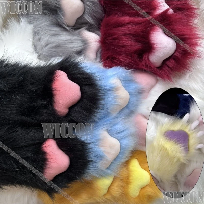 Furry Animal Claws Kig Fursuit Kigurumi Cosplay Furred Touchscreen Gloves Colorful Cute Gloves Holloween Women Men Customized