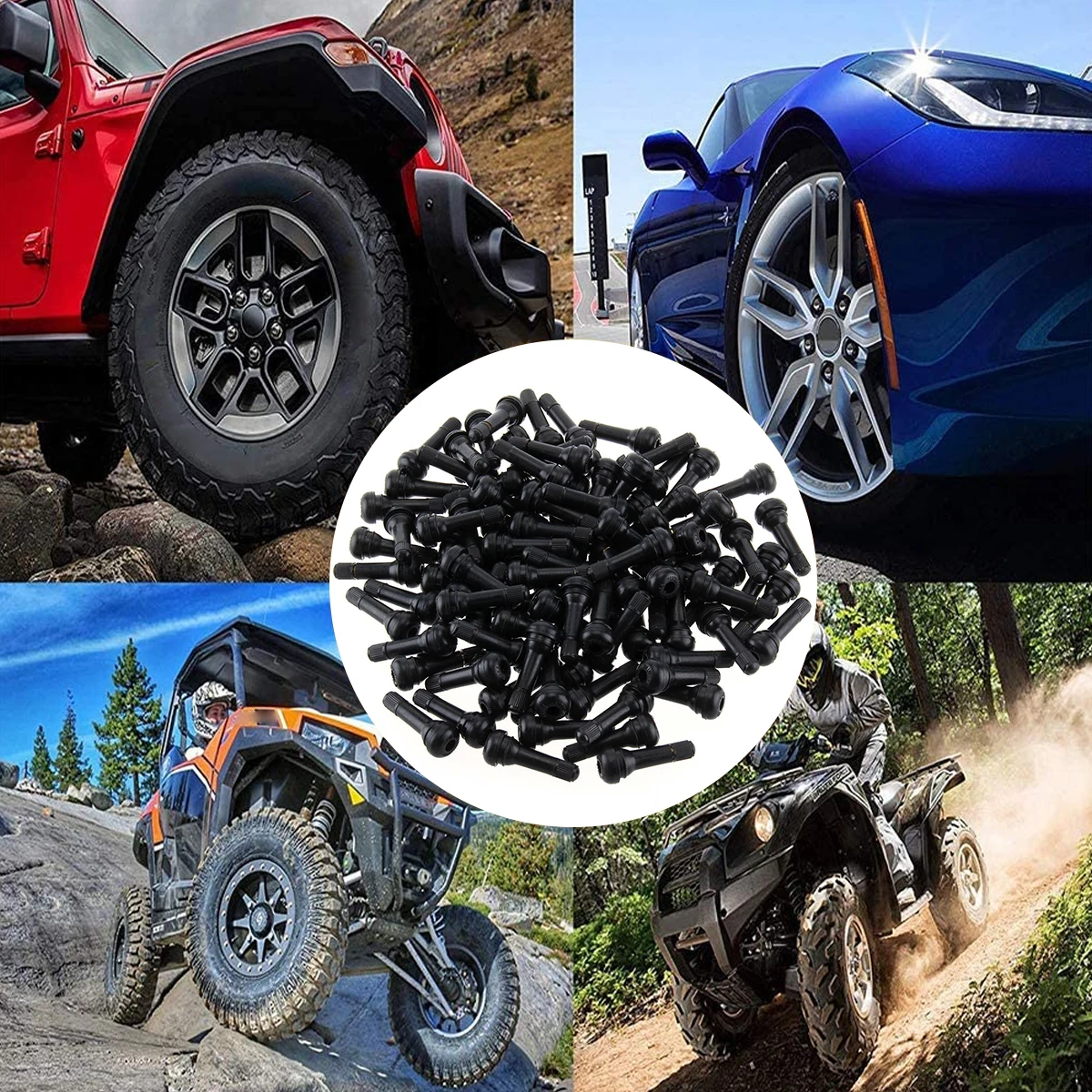 100Pcs TR414 Tubeless Rubber Car Wheel Tyre Valve with Metal Valve Puller Tool Durable Premium Tubeless Tire Valve Stem Rubber