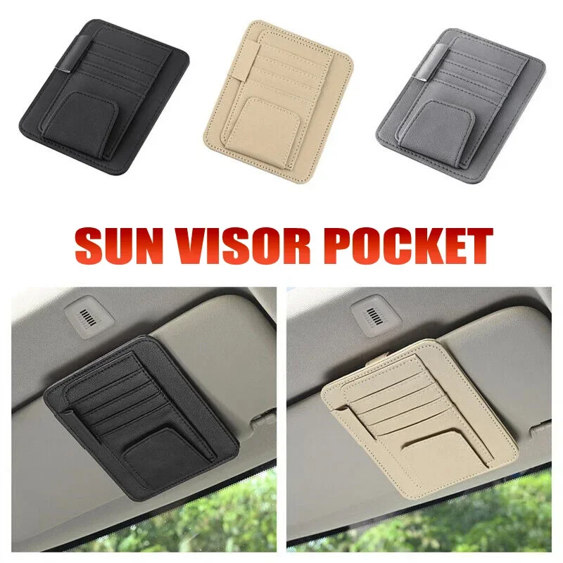 

PU Leather Car Sun Visor Storage Card Holder Eyeglasses Clip Portable Certificate Holder Ticket Holder Car Supplies