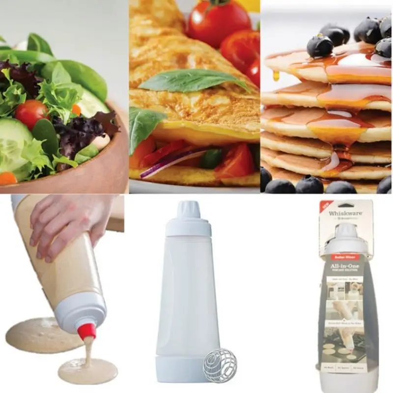 Plastic Squeeze Bottles 1PC Hand Shake Batter Dispenser Batter Mixer Bottle With Scale Cupcake Pancake Crepe Dispenser Kitchen Baking Accessories