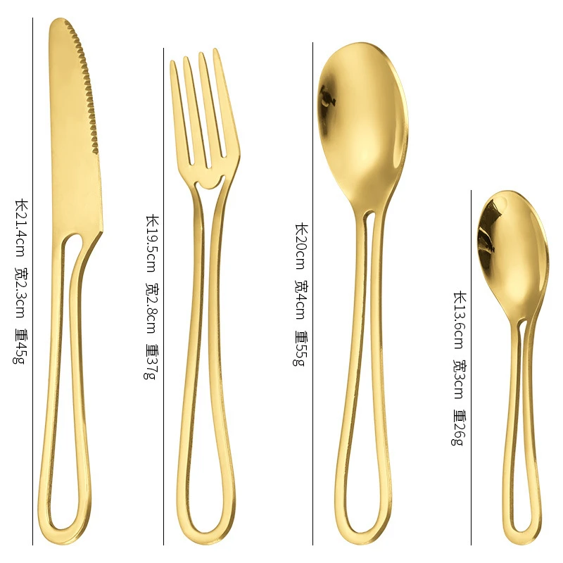 Creative Handle Stainless Steel Picnic Cutlery Set Knife Spoon Fork Teaspoon Portable Tableware Novel Kitchen Accessories