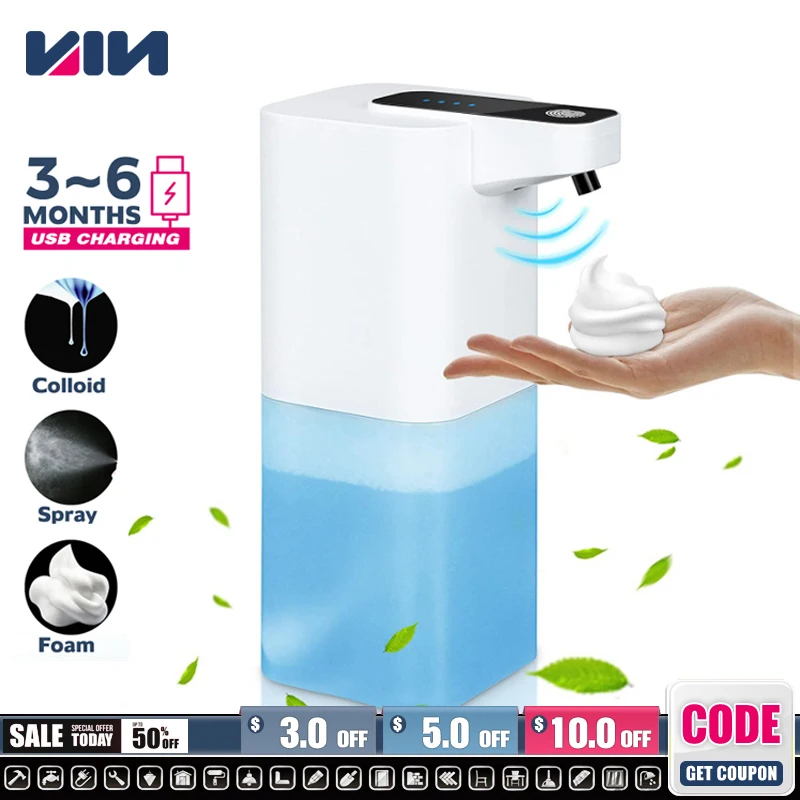 

Automatic Foam Soap Dispenser Auto Liquid Soap Alcohol Sprayer USB Charging Intelligent Touchless Sensor