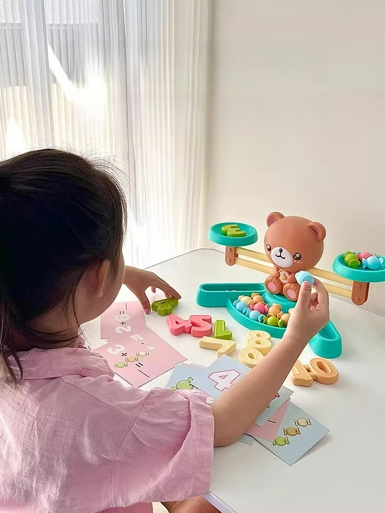 Montessori Math Toy Bear Balance Baby Montessori Educational Games Number Puzzle Toy Educational Learning Toys Teaching Material