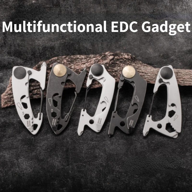 

Multifunctional Carabiner Bottle Opener Rope Cutter Screwdriver Allen Wrench Outdoor Portable Emergency EDC Tool Keychain Gift