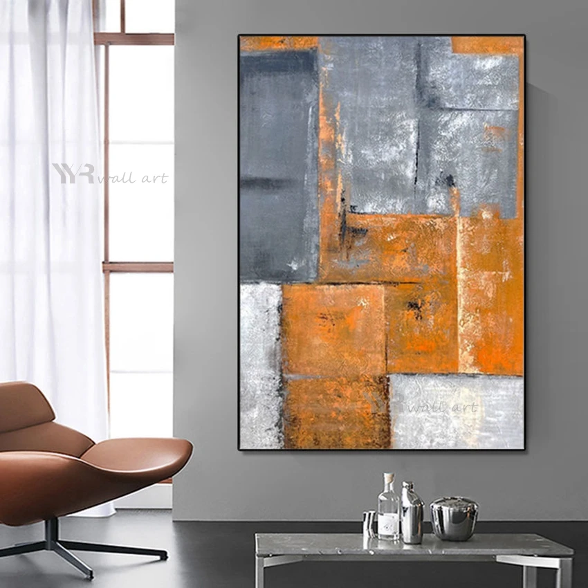 

Orange Art Mural Modern Minimalist Abstract Handmade Oil Painting Wall Decoration Canvas Poster Living Room Bedroom Hotel Porch
