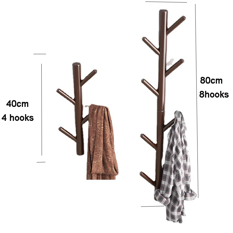 Wall Mount Clothing Rack Coat Hanger Branches Natural Pine Hook Handbag Cap Holder Wall Shelves 4/8 Hooks clothes rack