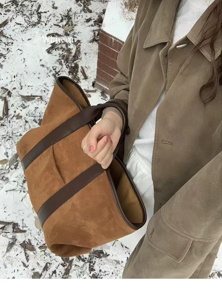 2024 New Women's Bag Suede Large Capacity Women's Shoulder Bag Fashion Versatile Casual Dual Purpose Handbag