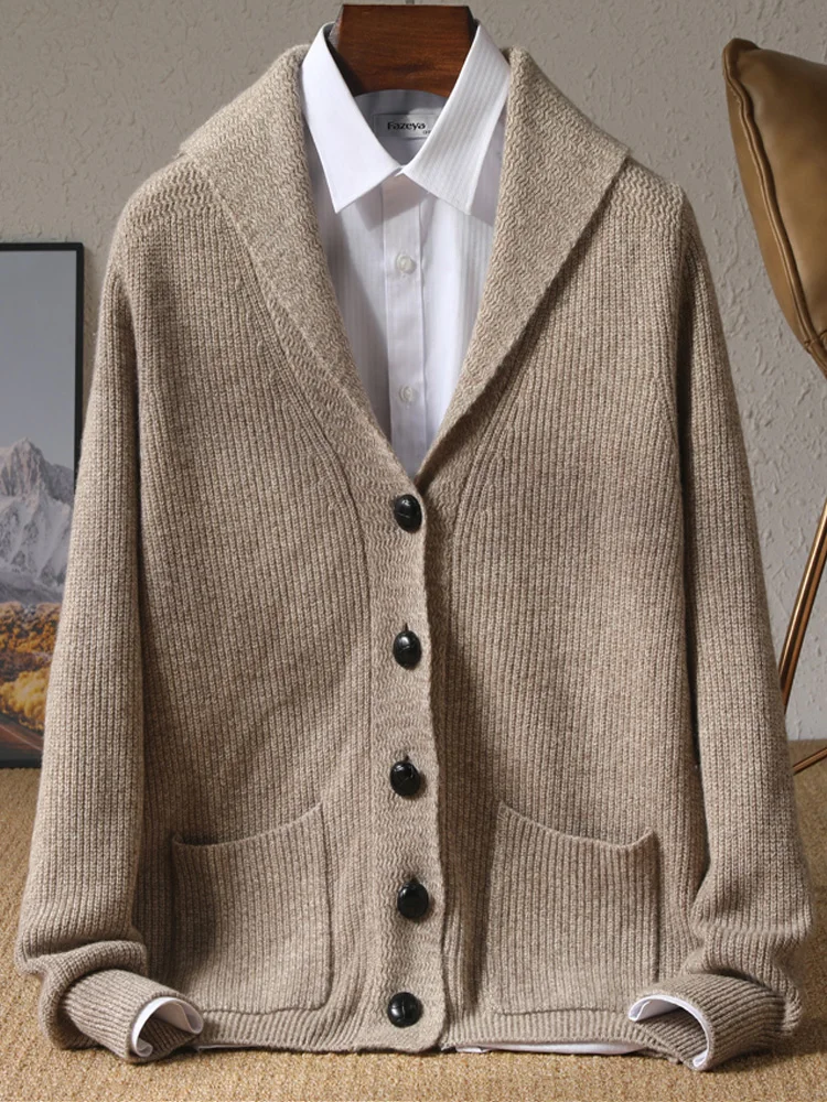 Herbst Winter Kaschmir Strickjacke Herren V-Ausschnitt dicken