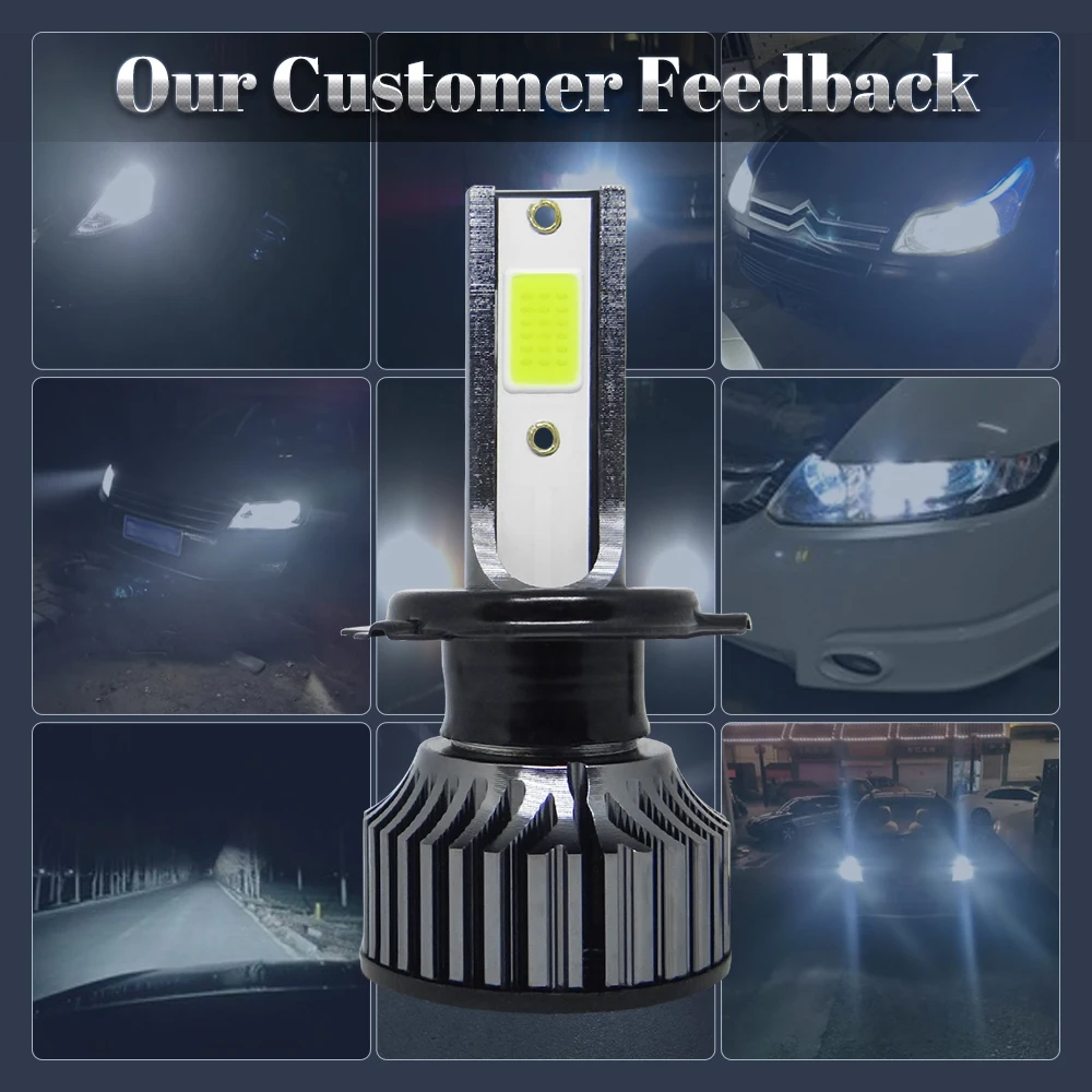 72W 16000LM Car Headlight H4 H7 H1 LED H8 H9 H11 12000K 6000K 6500K lemon green Auto fog Light H3 9005 HB3 9006 12V LED Bulb F2C led headlights