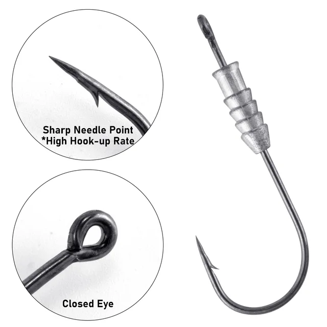 5/10pcs Fishing Weighted Worm Hooks Swimbait Bass Worm Hook for Soft Plastics Lures Jig Head Hooks Freshwater Saltwater 4g 5g 8g 2