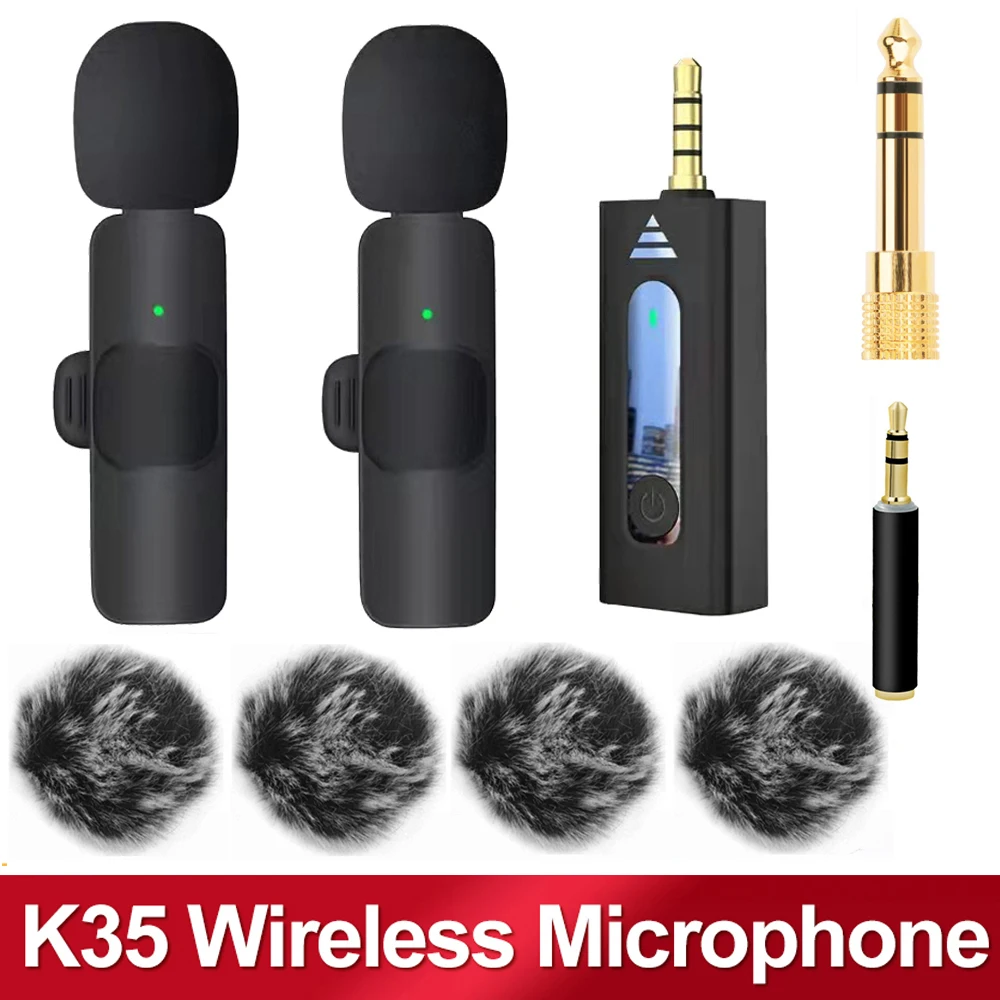 2022 Wireless 3.5mm Lavalier Lapel Noise Reduction Microphone Omnidirectional Condenser Mic K35