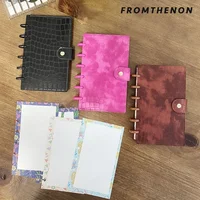 Fromthenon A6 Leather Disc Bound Loose Leaf Notebook Leather Business Office Notebooks Mushroom Hole Journal Planner 1