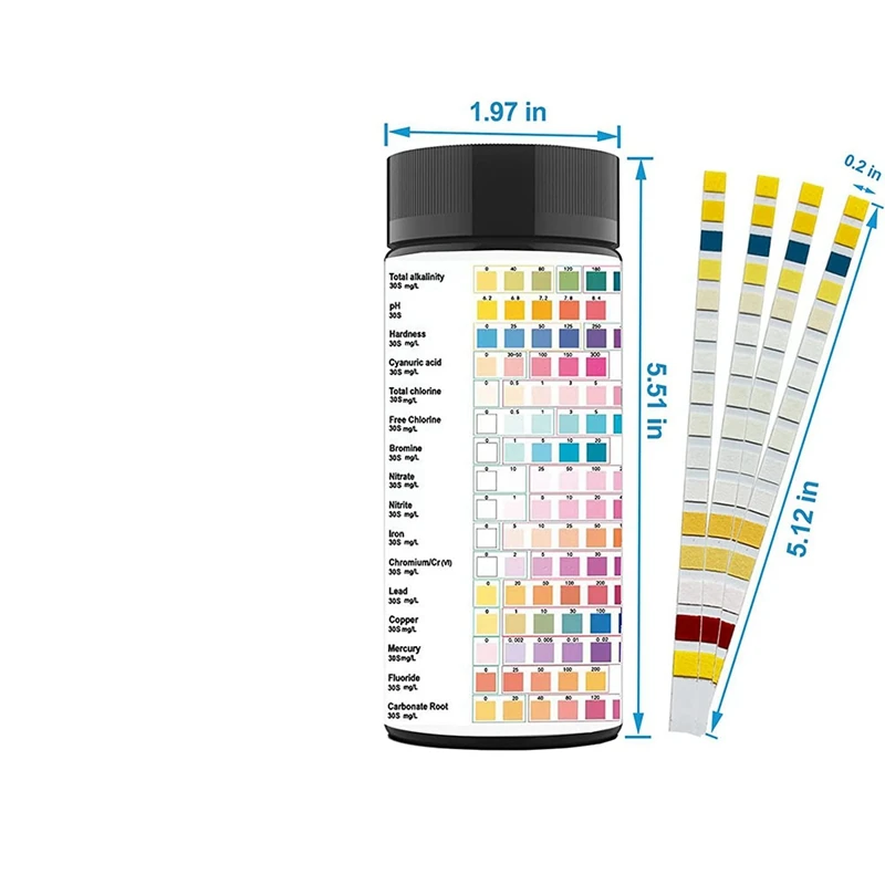 100PCS Drinking Water Testing Strips Tap And Well Water Test Strip & Testing For PH,Lead,Chlorine