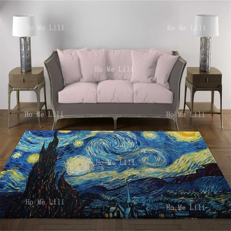 Picasso E Van Gogh Art Painting Starry Night Guernica Flanella Tappeti Per Pavimenti Tappeto Colorato Decorativo Soggiorno Arredamento Popolare